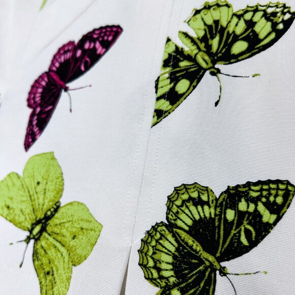 Talbots Skirt‎ Women’s Sz 16 Ivory White w/Green-Pink Butterflies A-Line Pleated - Picture 9 of 12